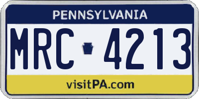 PA license plate MRC4213