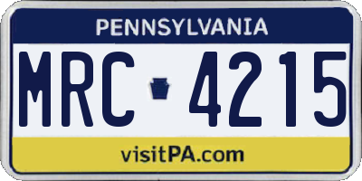 PA license plate MRC4215