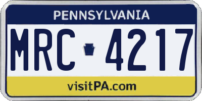 PA license plate MRC4217