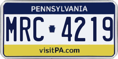 PA license plate MRC4219