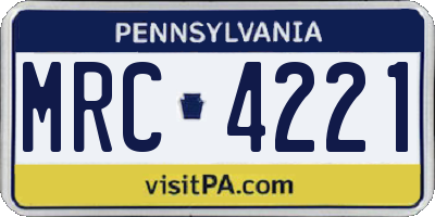 PA license plate MRC4221