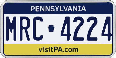 PA license plate MRC4224