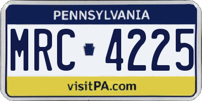 PA license plate MRC4225