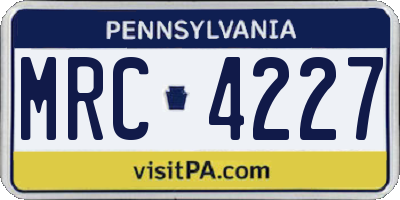 PA license plate MRC4227
