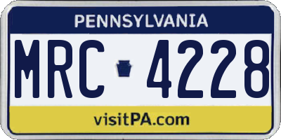 PA license plate MRC4228