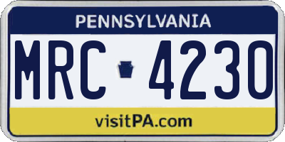 PA license plate MRC4230