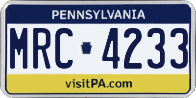 PA license plate MRC4233