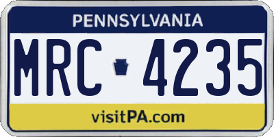 PA license plate MRC4235