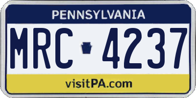 PA license plate MRC4237