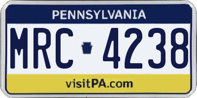 PA license plate MRC4238
