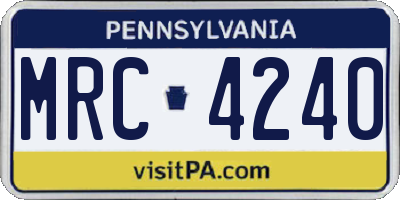 PA license plate MRC4240