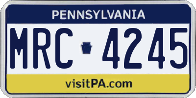PA license plate MRC4245