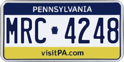 PA license plate MRC4248