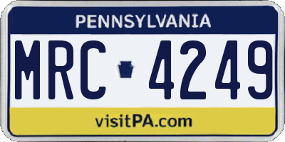 PA license plate MRC4249