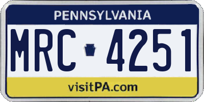 PA license plate MRC4251