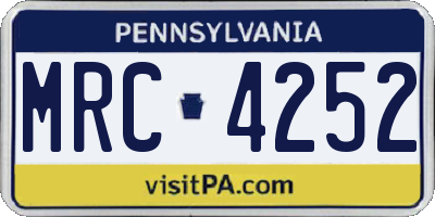 PA license plate MRC4252