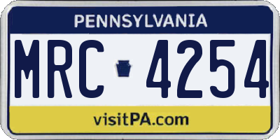 PA license plate MRC4254