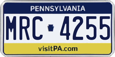PA license plate MRC4255