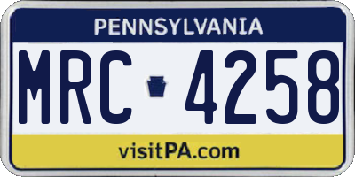 PA license plate MRC4258