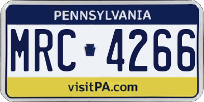 PA license plate MRC4266