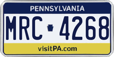 PA license plate MRC4268