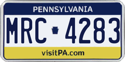 PA license plate MRC4283