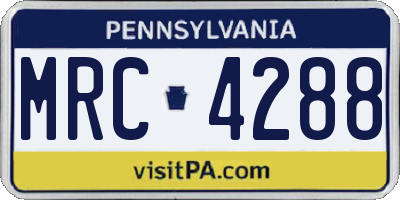 PA license plate MRC4288