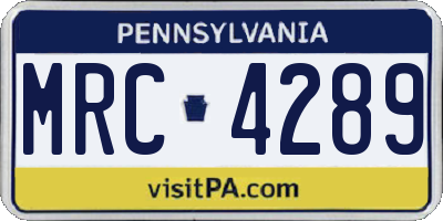 PA license plate MRC4289
