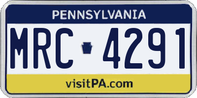 PA license plate MRC4291