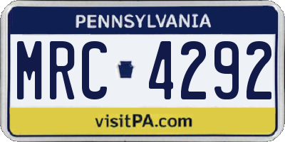 PA license plate MRC4292