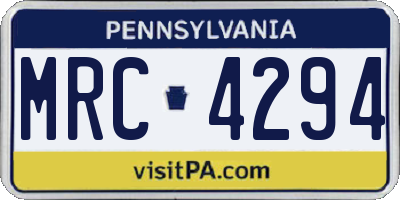 PA license plate MRC4294