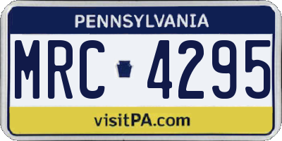 PA license plate MRC4295