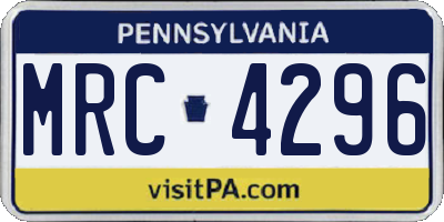 PA license plate MRC4296