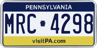 PA license plate MRC4298