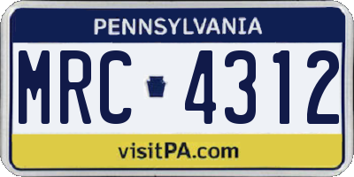 PA license plate MRC4312