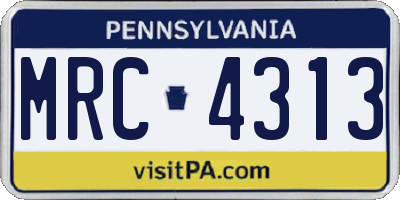 PA license plate MRC4313