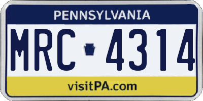 PA license plate MRC4314
