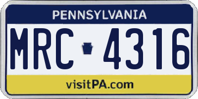 PA license plate MRC4316