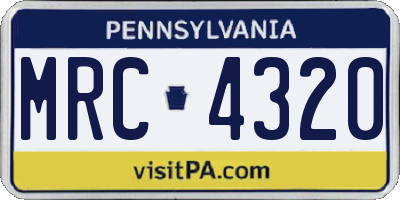 PA license plate MRC4320