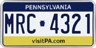 PA license plate MRC4321