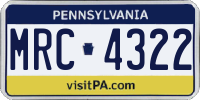 PA license plate MRC4322