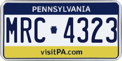 PA license plate MRC4323