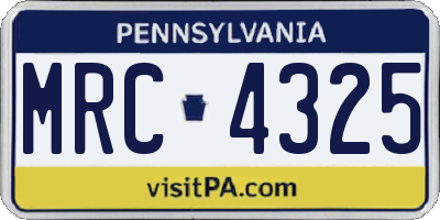PA license plate MRC4325