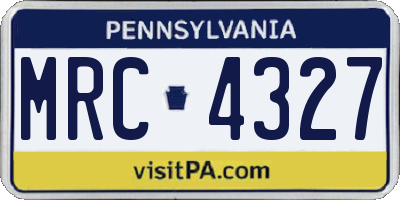PA license plate MRC4327