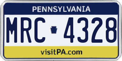 PA license plate MRC4328