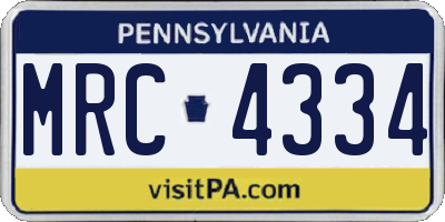 PA license plate MRC4334