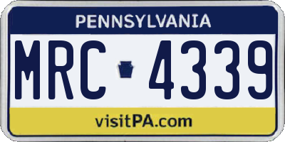 PA license plate MRC4339