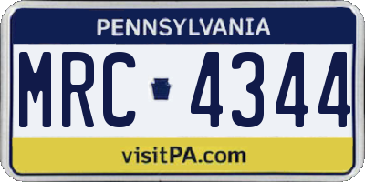 PA license plate MRC4344