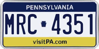 PA license plate MRC4351