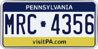 PA license plate MRC4356